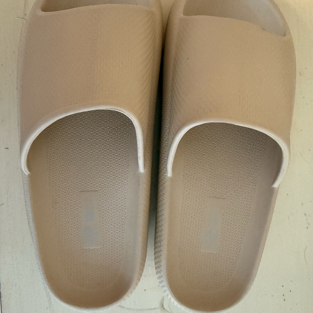Unisex Beige Slide Sandals